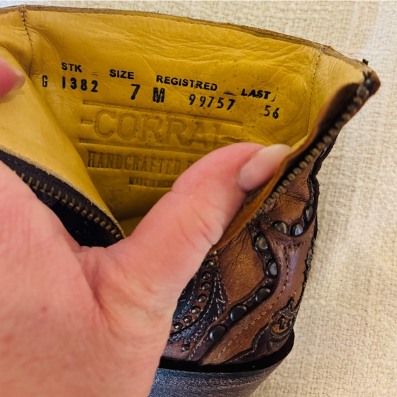 Corral Distressed Brown Leather Cowboy Boots Women’s Size 7 M Stk G1382 - Picture 9 of 12